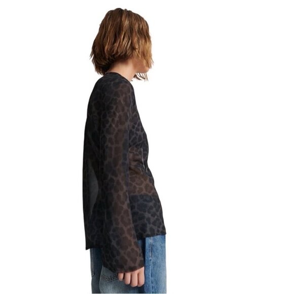One Teaspoon Top Leopard Chiffon for Layering Black Gray Size S - Picture 6 of 12